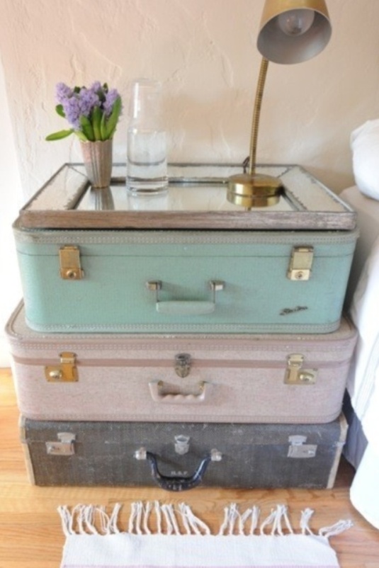 Vintage Suitcase Side Table/Nightstand 